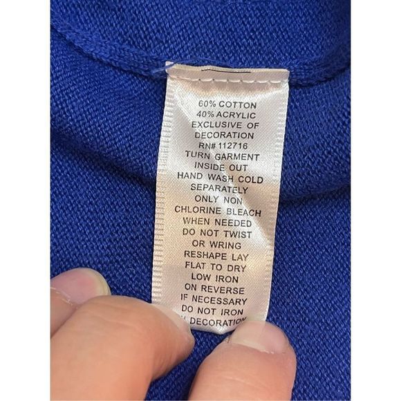 Quacker Factory 3X blue sequined sweater cardigan - Picture 5 of 7